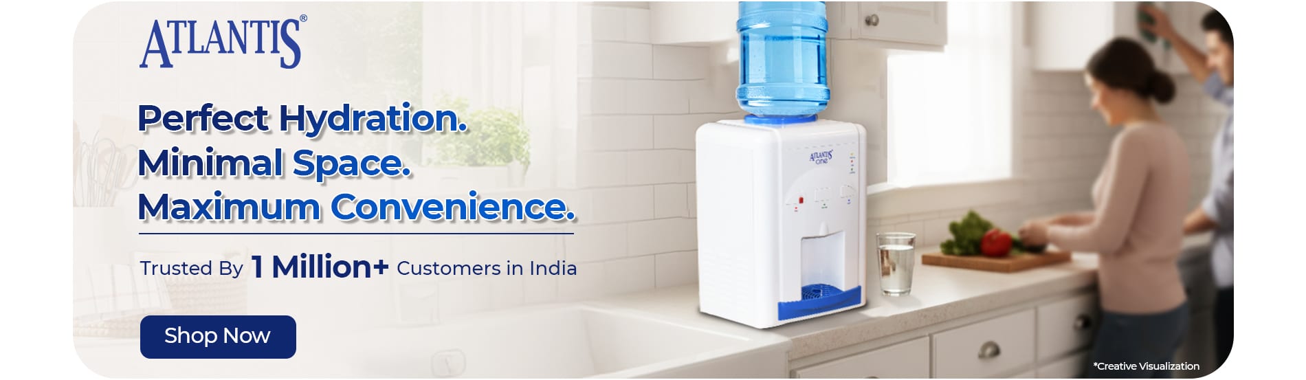 Perfect Hydration. Minimal Space. Maximum Convenience table top water dispenser