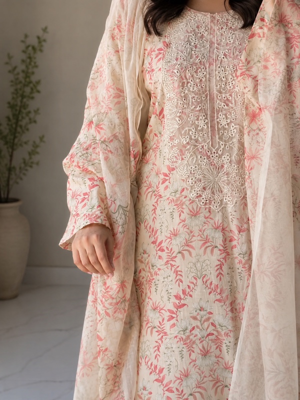 Pastel Floral Pakistani Suit [PC025]