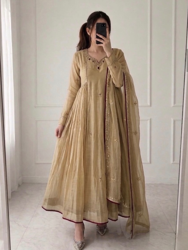 Handworked Chanderi Anarkali [PF001]