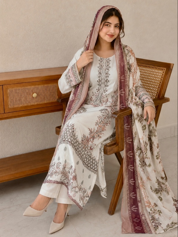 Ivory Embroidered Pakistani Suit [PC035]