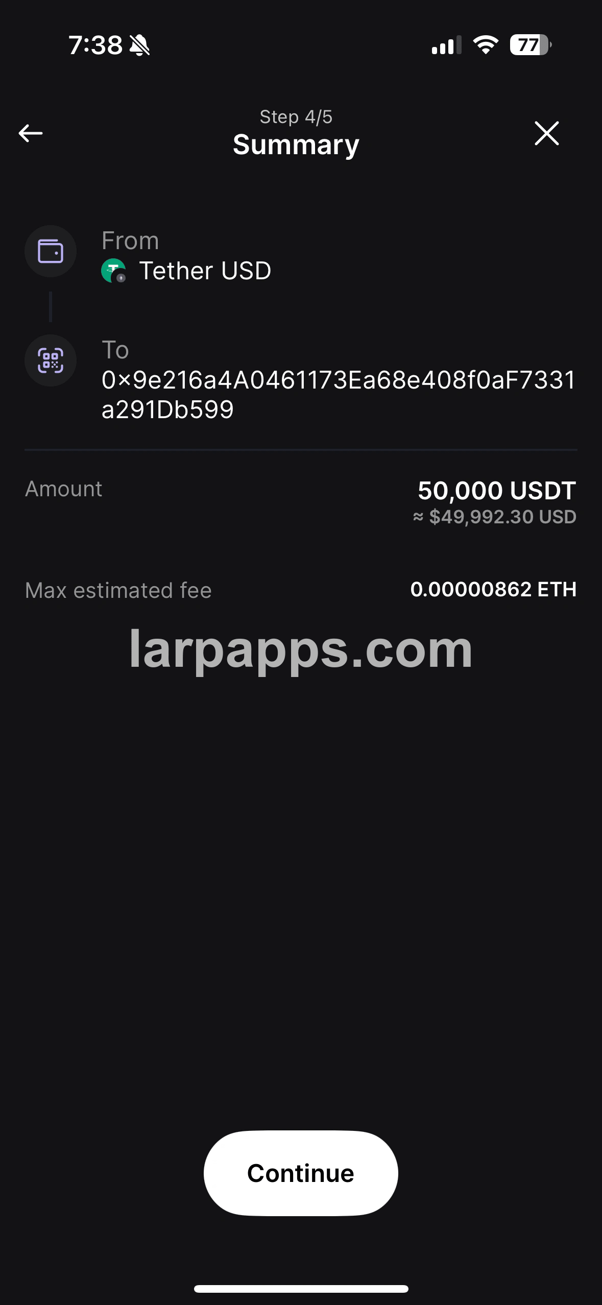 Ledger transaction summary send flow screen preview