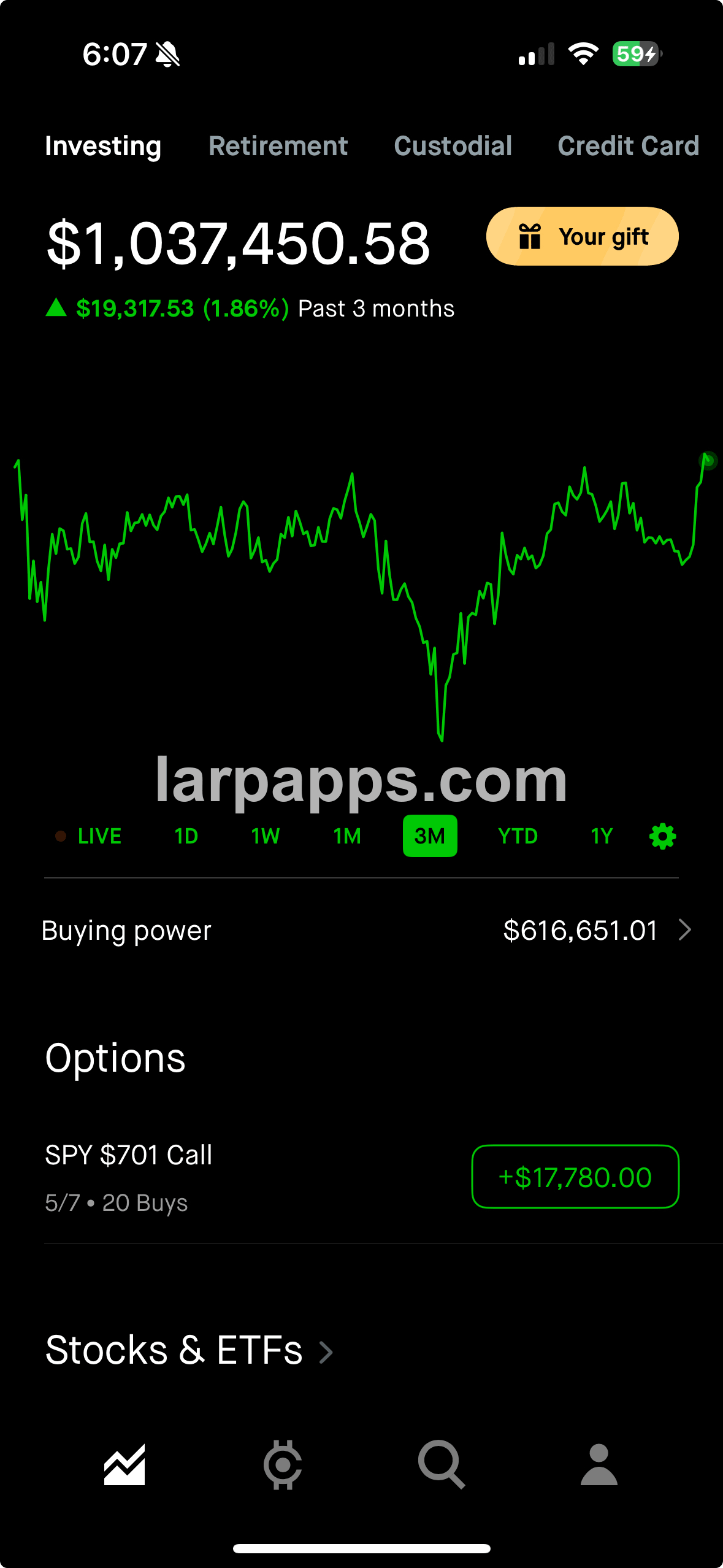 Robinhood investment screen