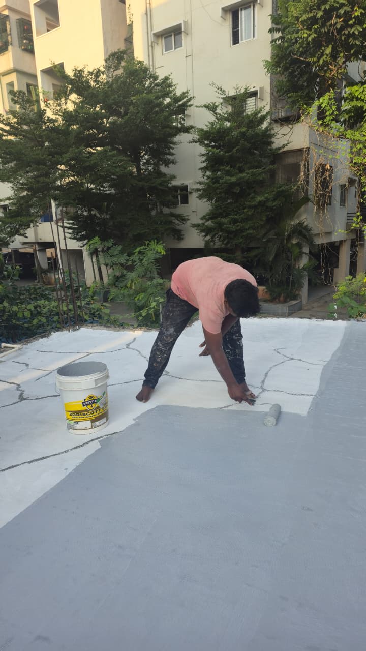 Terrace waterproofing at Ameerpet, Hyderabad by Ganga Waterproofing Services