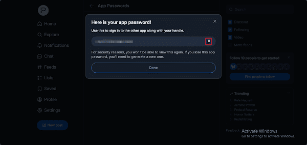Bluesky App Password