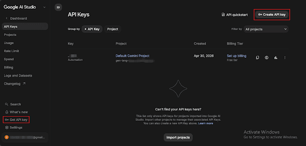Create Gemini API Key