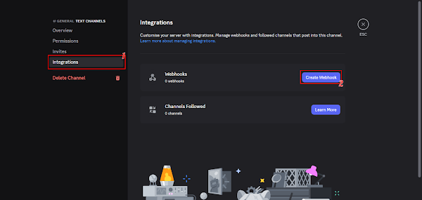 Navigating to the Integrations tab in Discord channel settings