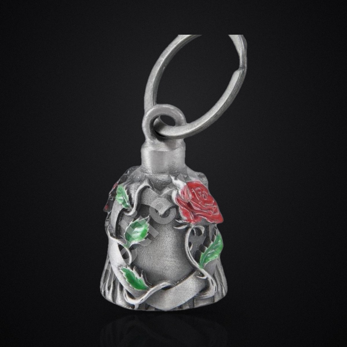 Heart and Red Rose Motorcycle Guardian Bell - 3D Biker Gift for Her