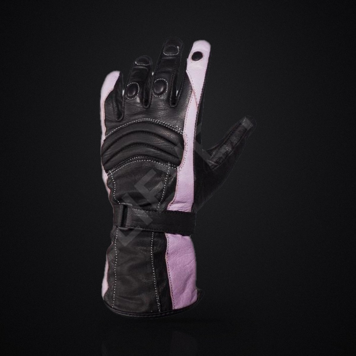 Women's Pink Leather Gauntlet Motorcycle Gloves - Long Cuff Riding