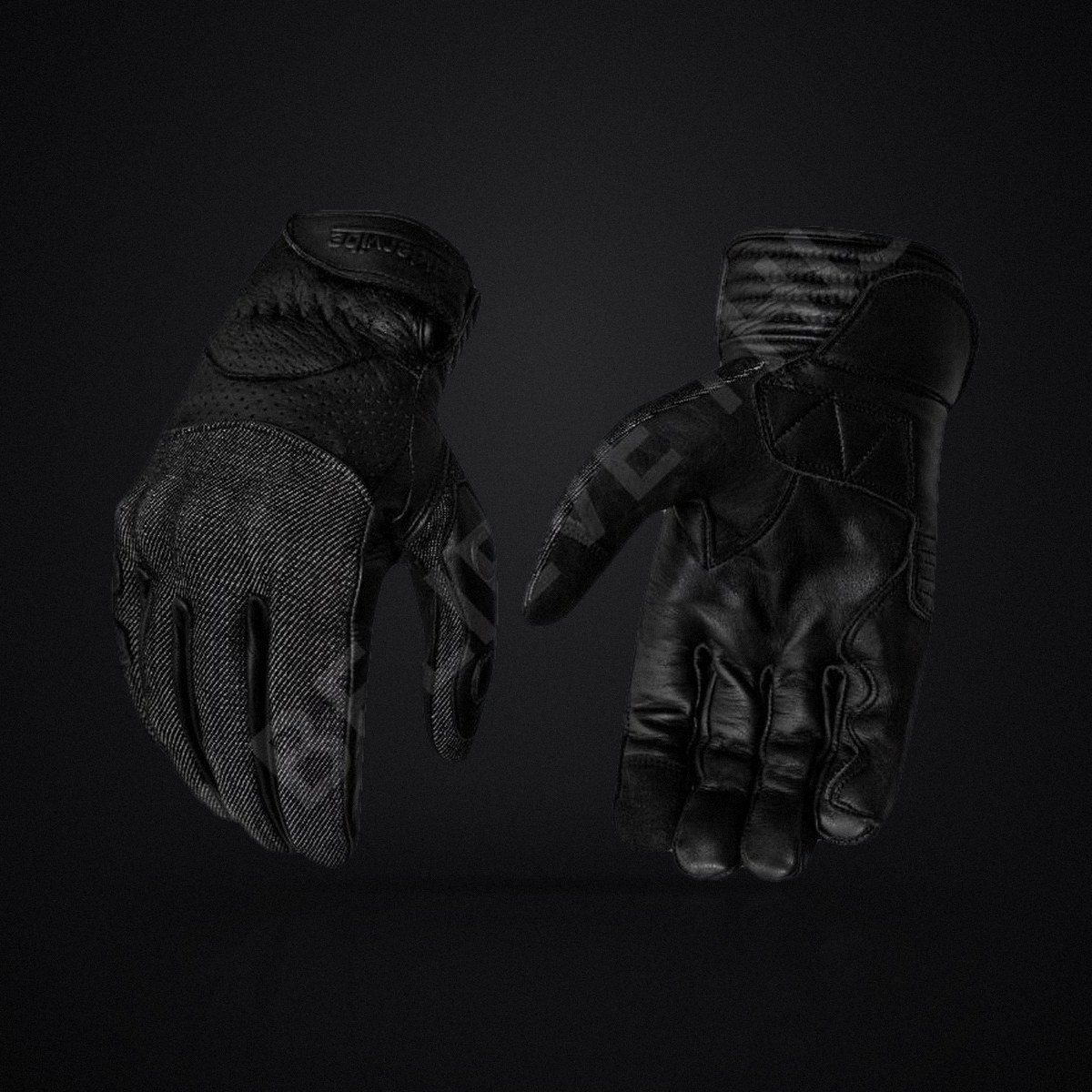 Men's Leather Motorcycle Gloves - Denim, Touchscreen Compatible