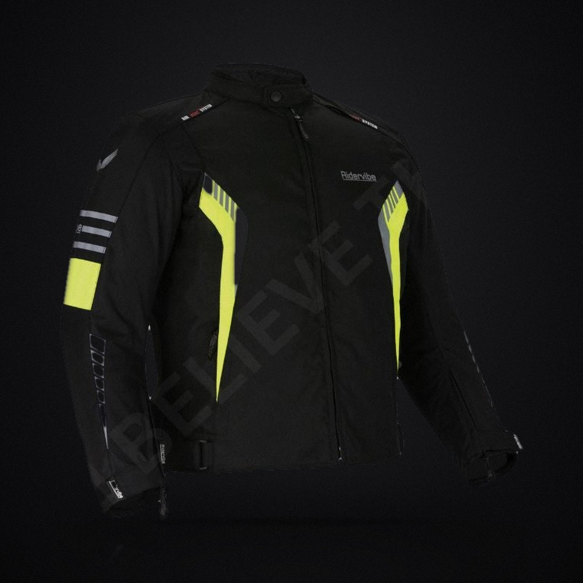 Men's Armored Motorcycle Jacket - Waterproof Nylon Mesh, Neon & Black