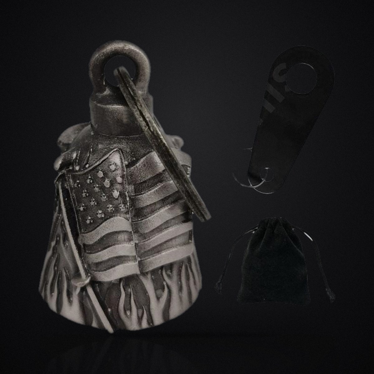 USA Flag Motorcycle Guardian Bell - 3D Patriotic Biker Bell Gift