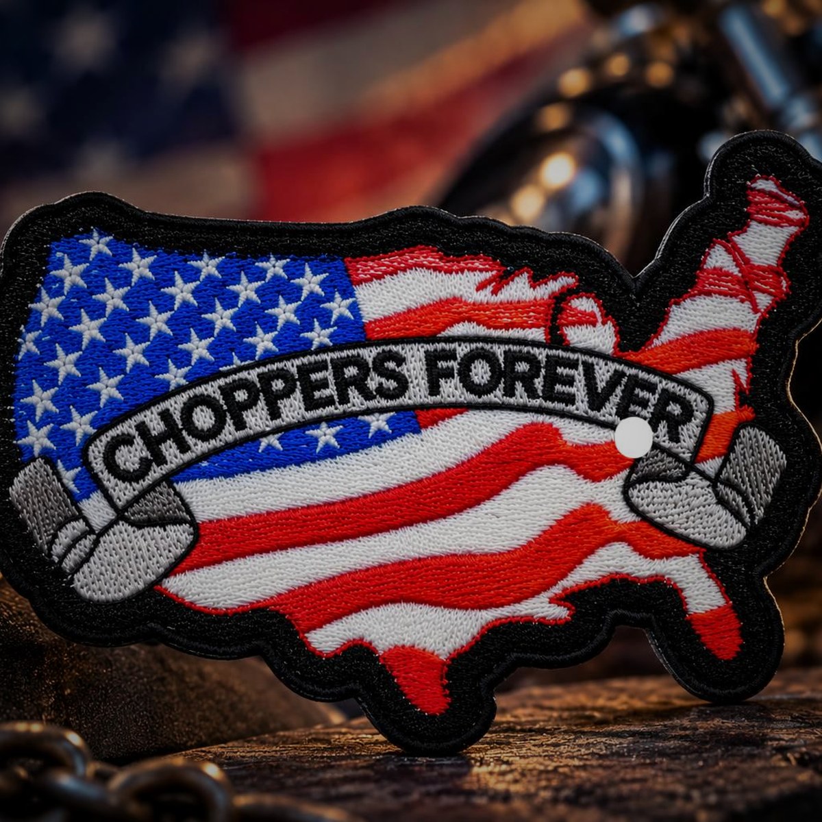 American Flag Motorcycle Patch - Embroidered Chopper Biker Patch for Vest
