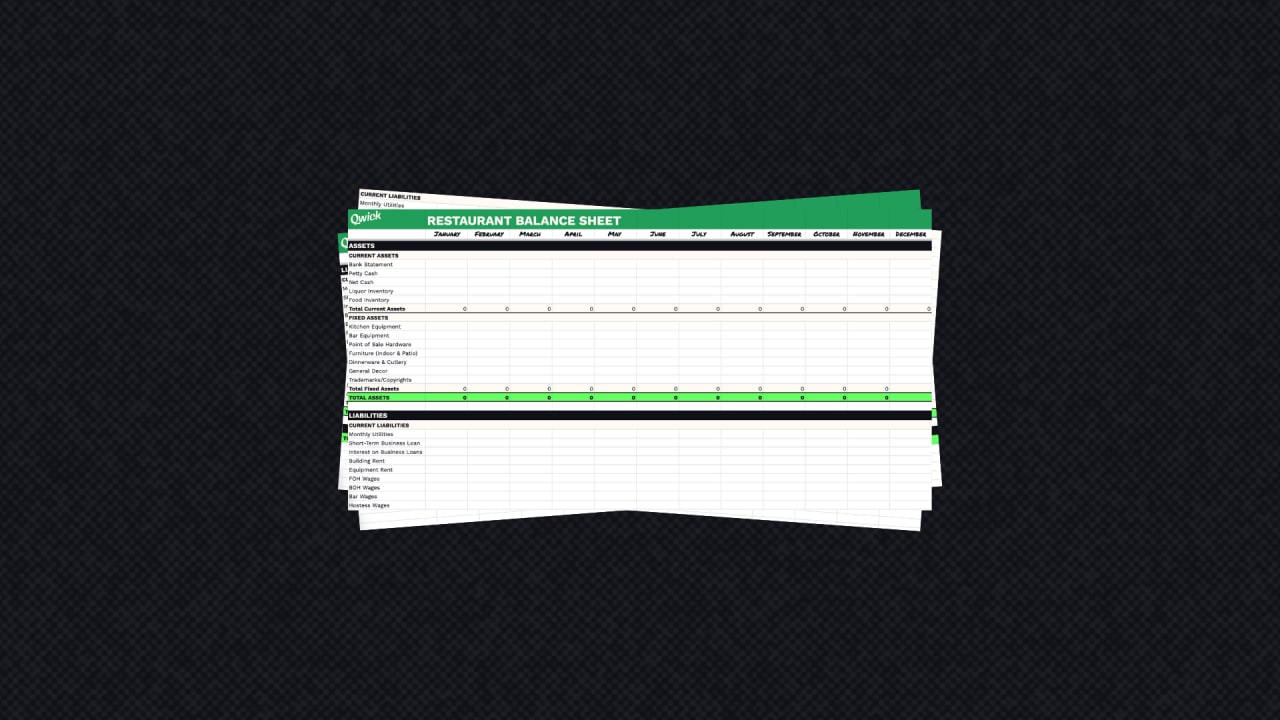 restaurant balance sheet