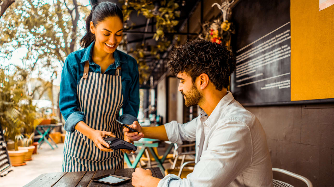 Waitress serving