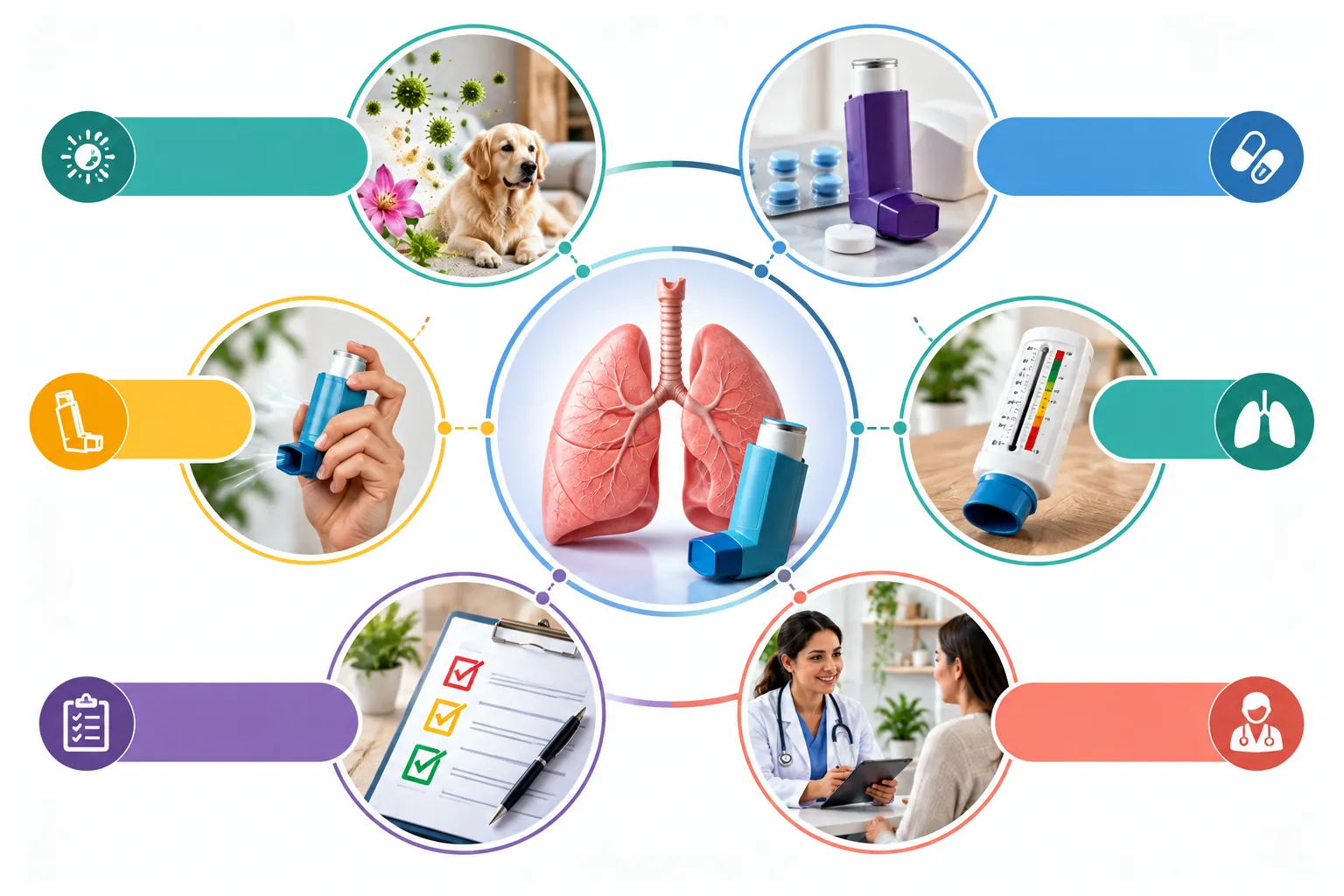 Infographic of components in an asthma management plan