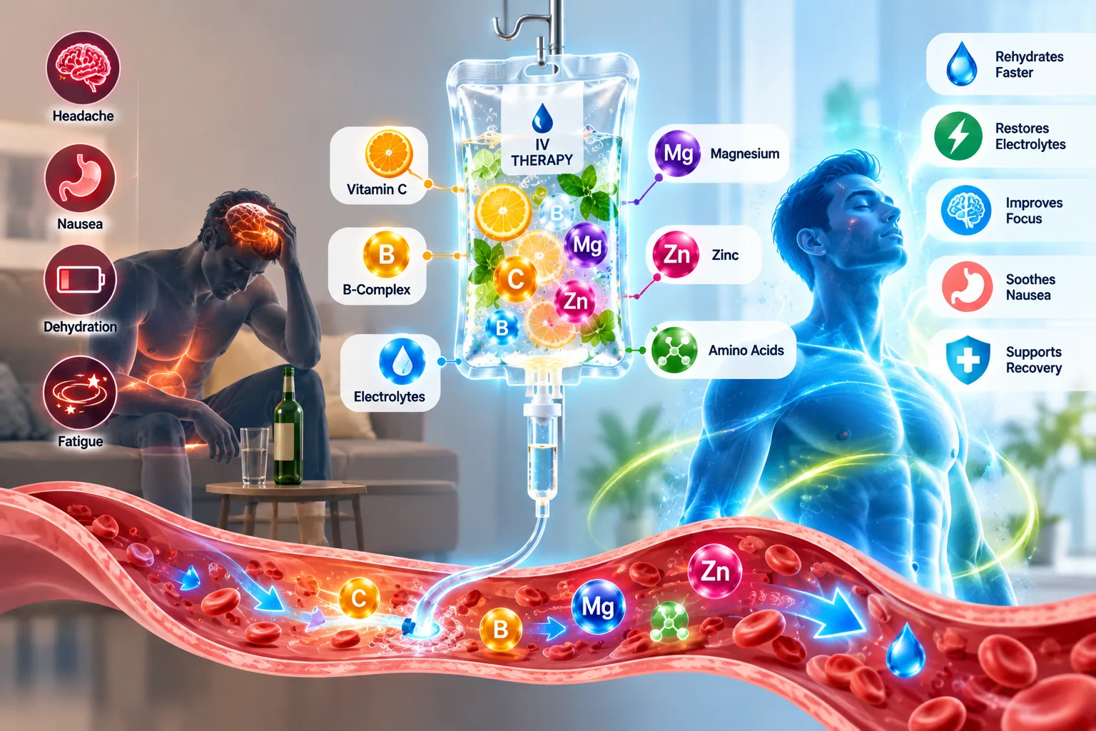 Infographic of ingredients in hangover IV therapy