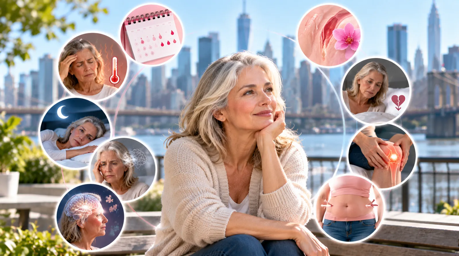 Infographic of common perimenopause symptoms women experience