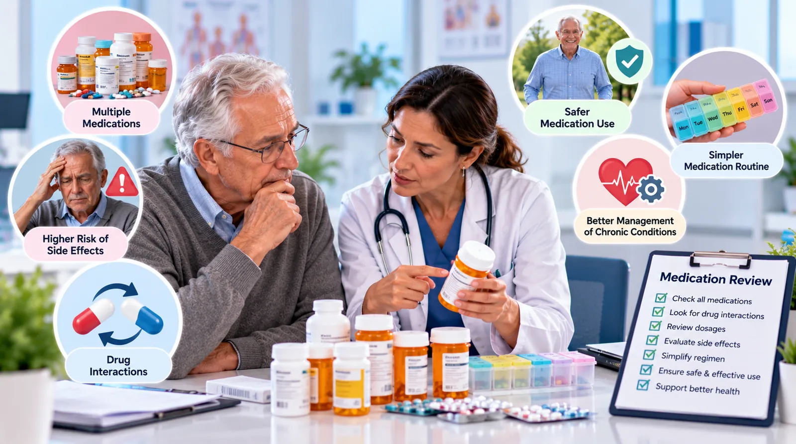 medication review for managing multiple medications seniors