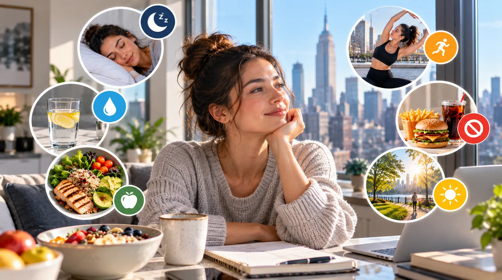 Person practicing healthy lifestyle habits in everyday life
