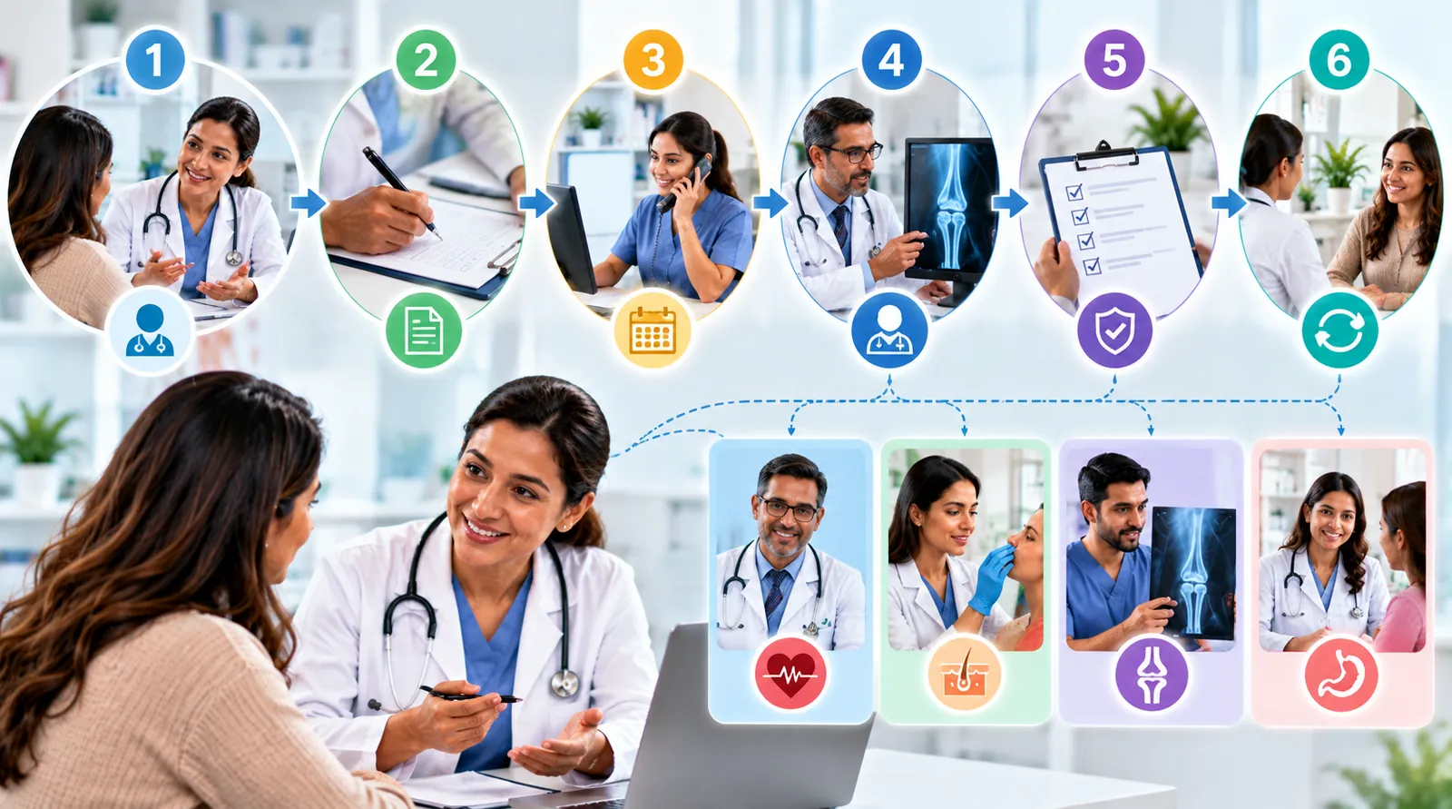 Infographic showing how medical referrals work step by step