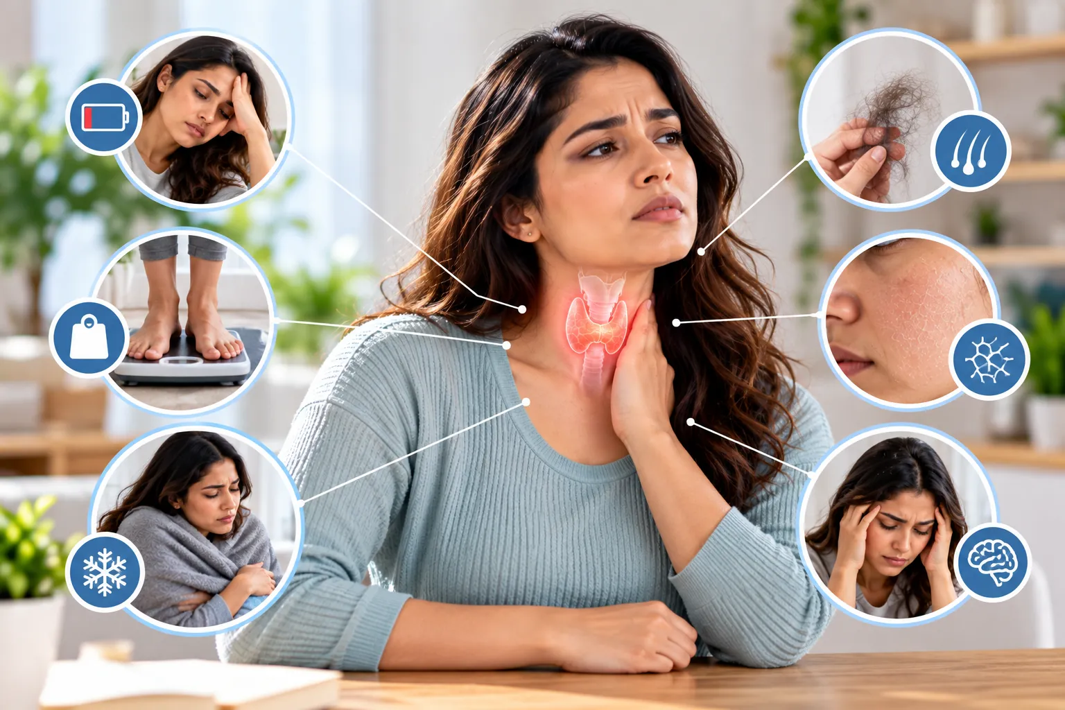 Person experiencing symptoms that may require thyroid disorder management