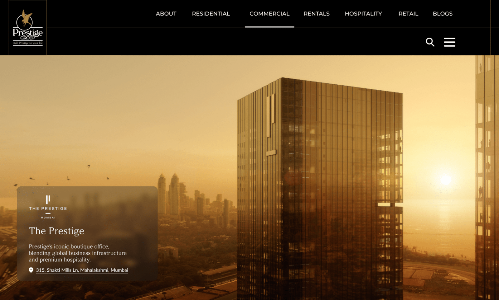 The redesigned Prestige homepage hero