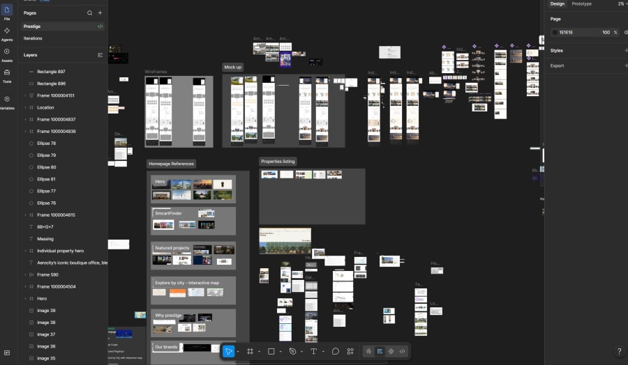 Grayscale wireframe of the property grid structure