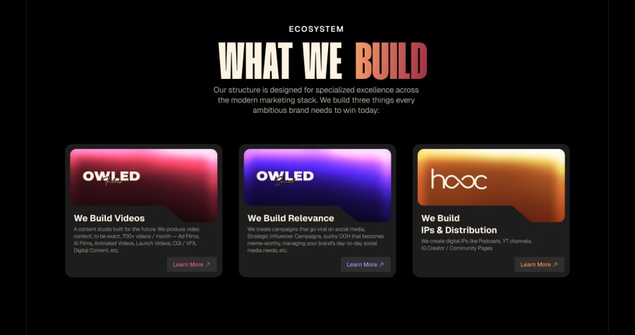 The OWLED showreel module in the landing viewport
