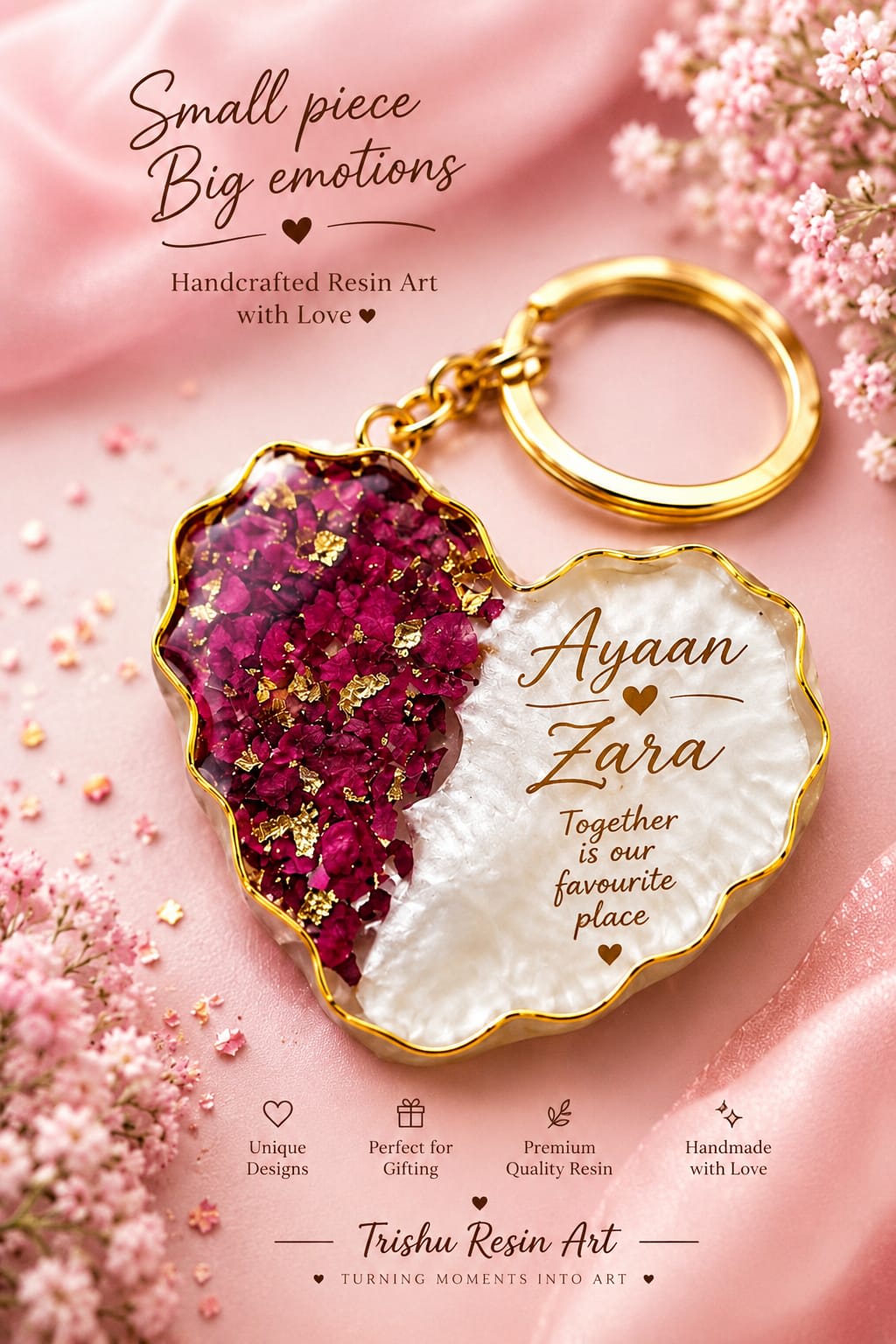 Couple heart keychain