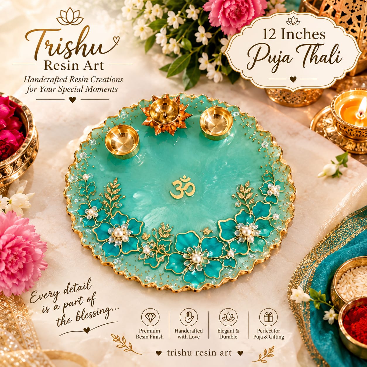 12 Inches Puja Thali