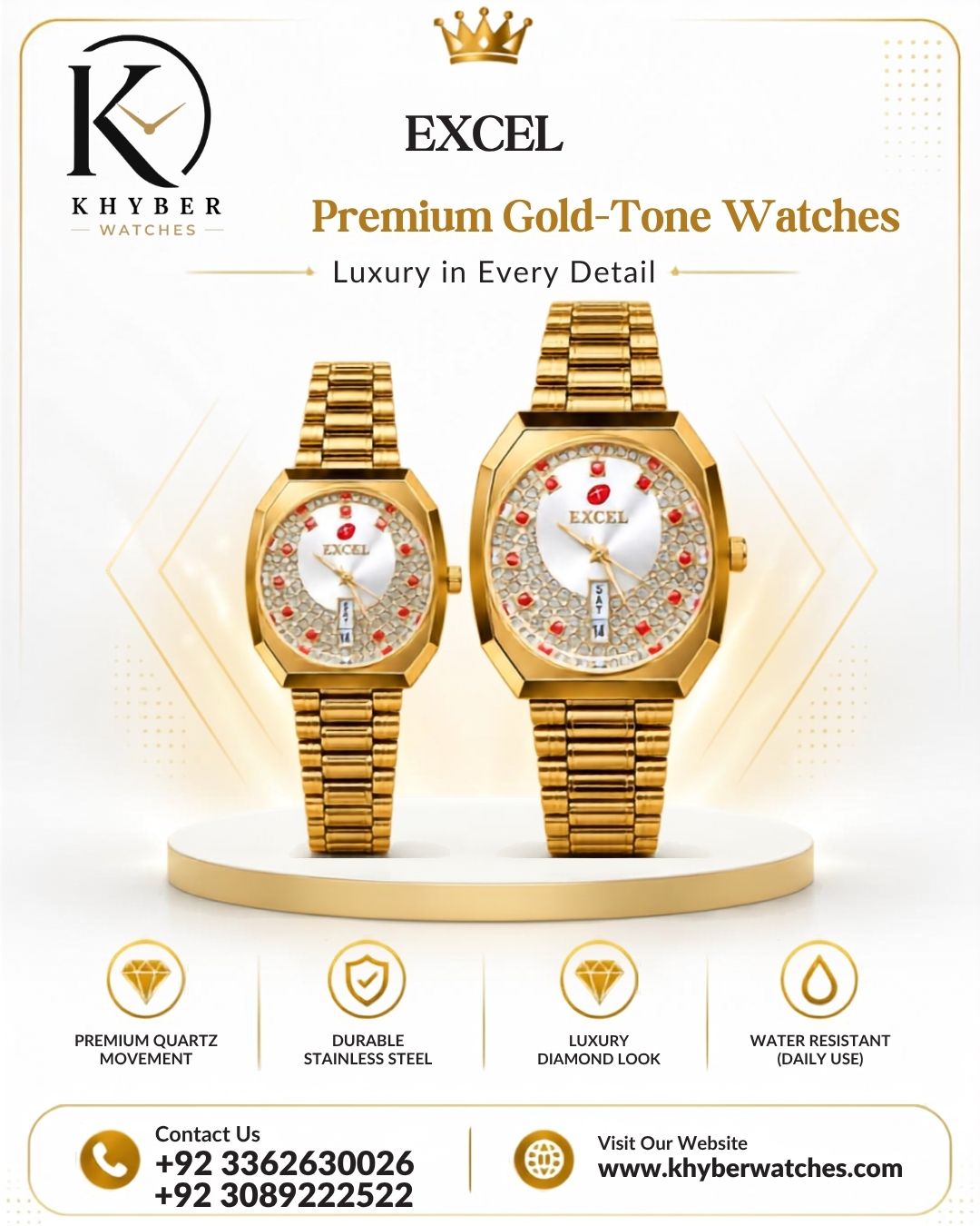 EXCEL Premium Gold-Tone Watch Pair