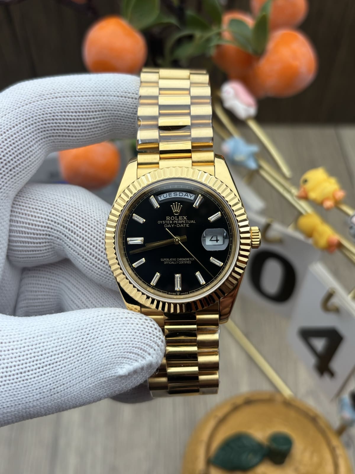 Day-Date 40 Yellow Gold Black Diamond Dial