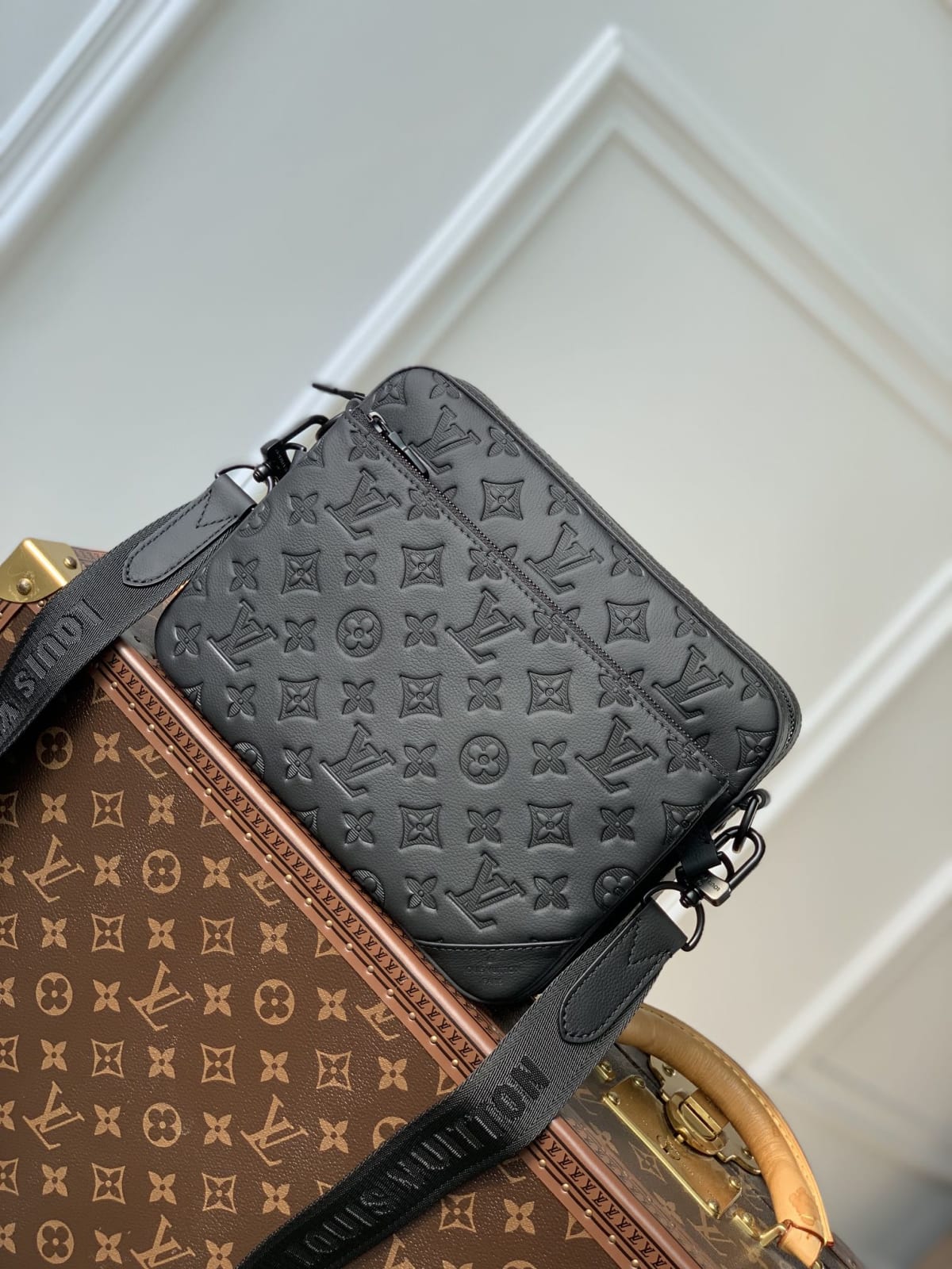 Trio Monogram Shadow Coated Messenger Bag
