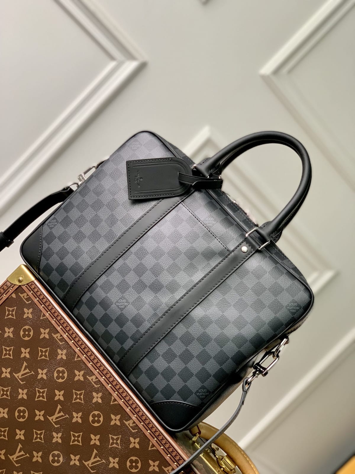 Voyage Small Damier Graphite Canvas Briefcase