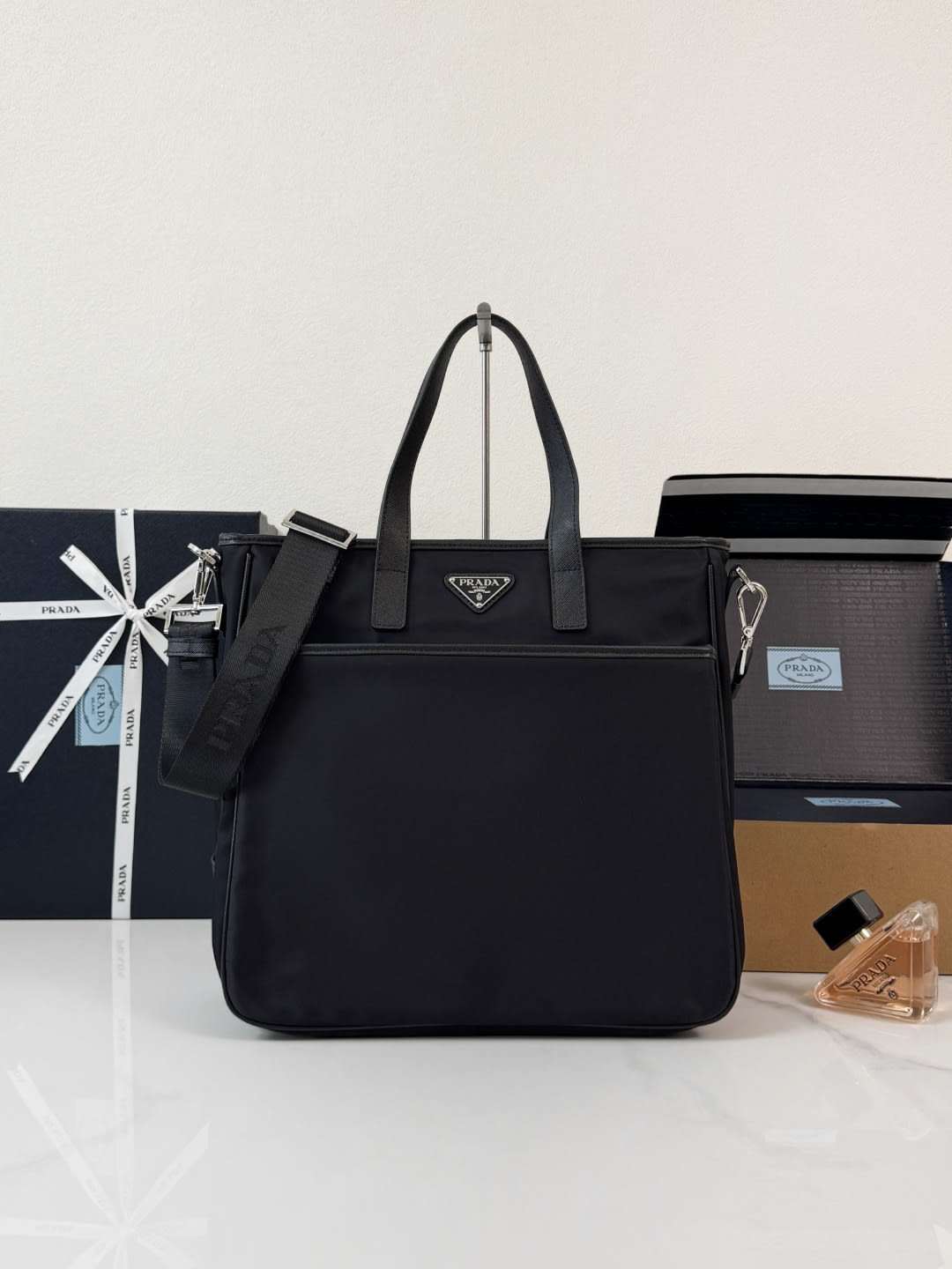 Nylon and Saffiano Leather Briefcase