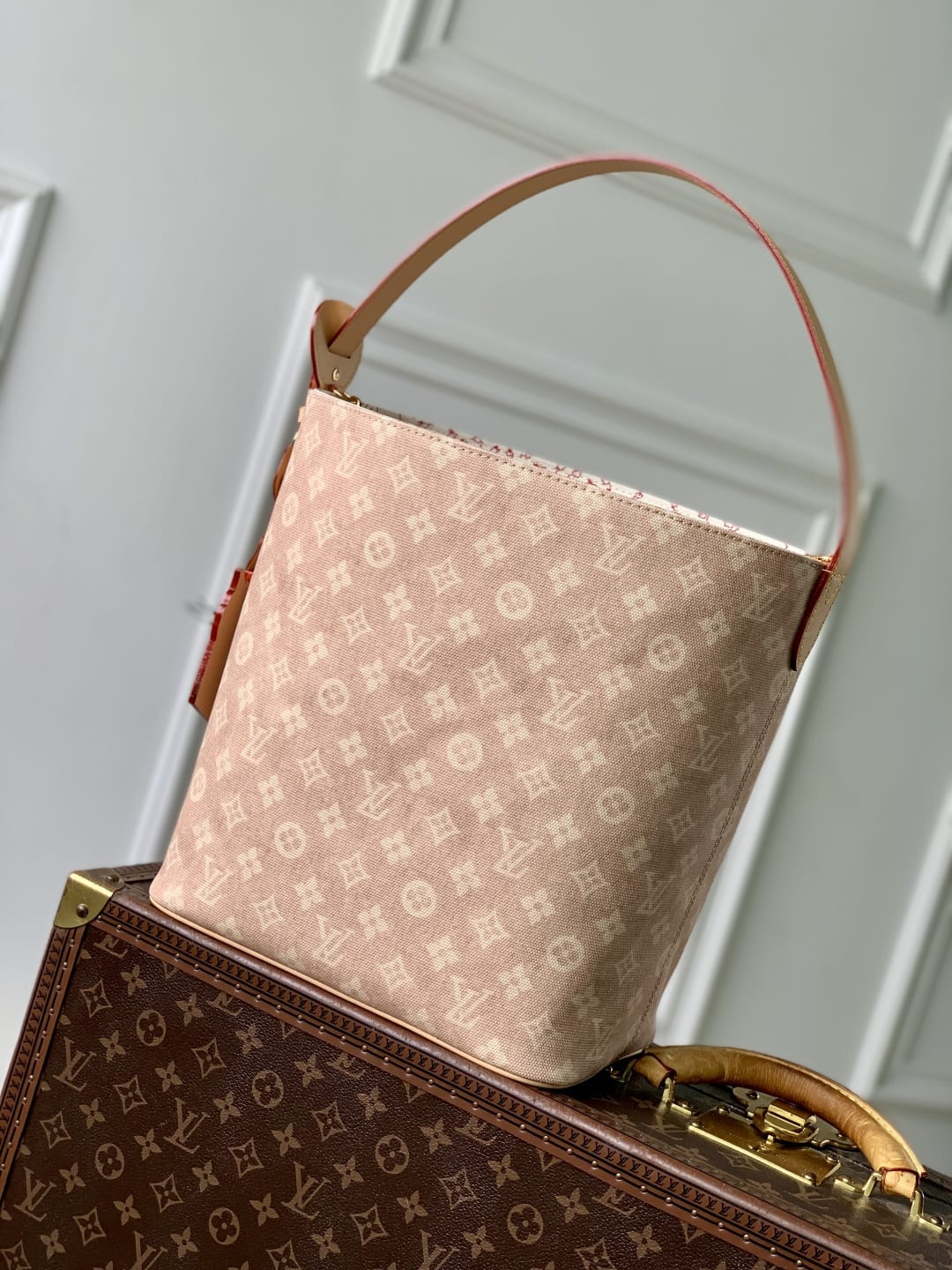 All In GM Meowgram Coated Canvas Top Handle Bag