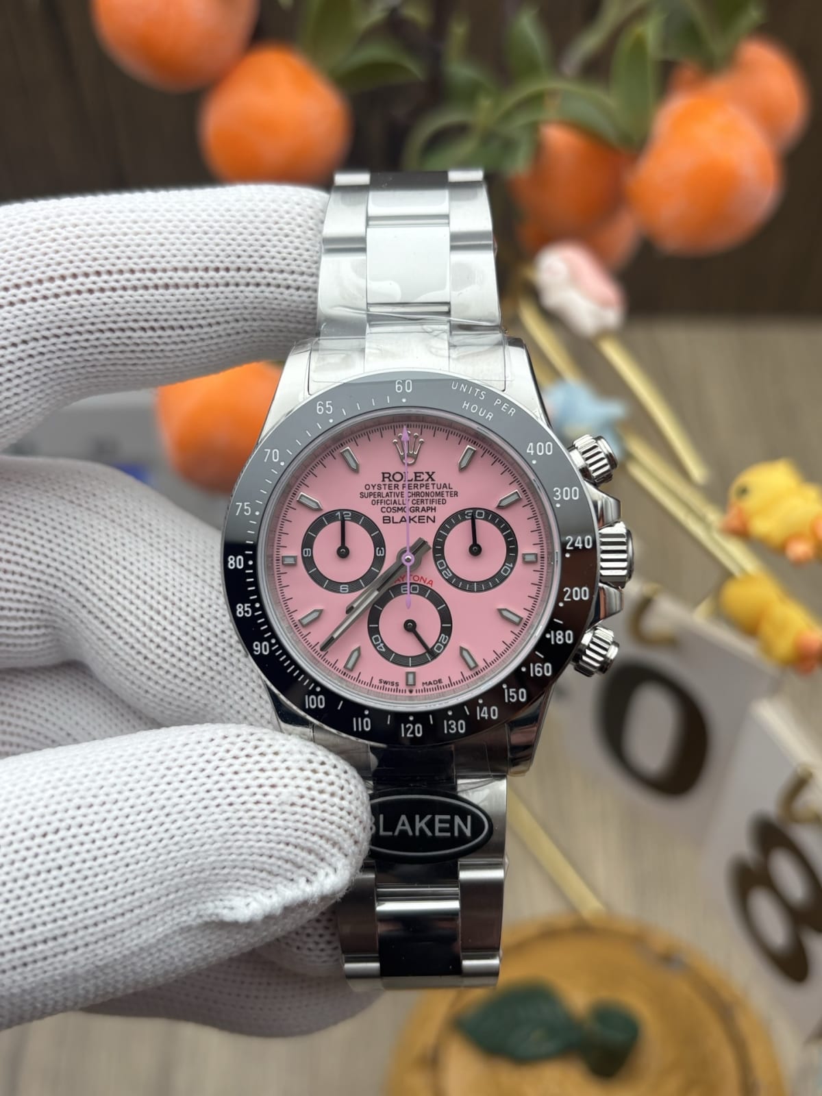 Cosmograph Daytona 126500LN BLAKEN Custom Pink Dial Oystersteel Chronograph Watch