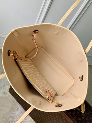 Neverfull MM Monogram Dune Crafty Canvas Tote Bag 4