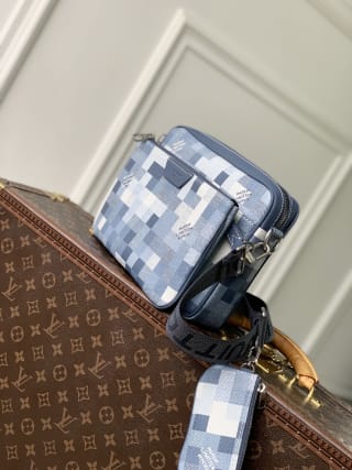 Trio Messenger Bag Damoflage Canvas Blue 4
