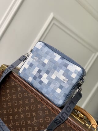 Trio Messenger Bag Damoflage Canvas Blue 3
