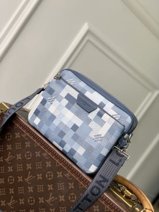 Trio Messenger Bag Damoflage Canvas Blue 2