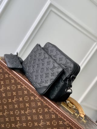Trio Monogram Shadow Coated Messenger Bag 3