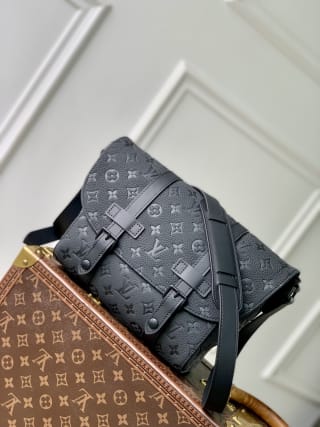 Christopher Embossed Monogram Coated Messenger Bag 1