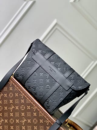 Christopher Embossed Monogram Coated Messenger Bag 2