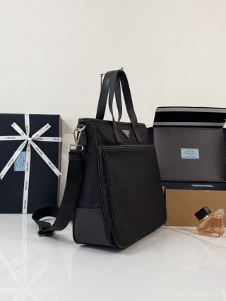 Nylon and Saffiano Leather Briefcase 4