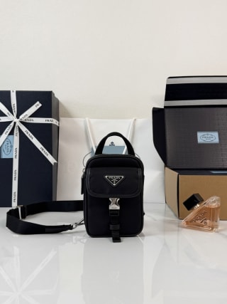 Re-Nylon and Saffiano Leather Smartphone Bag 1