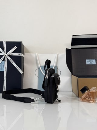 Re-Nylon and Saffiano Leather Smartphone Bag 4