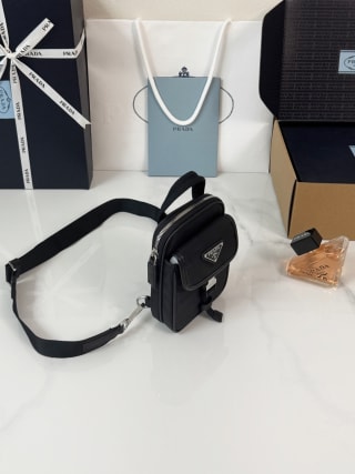 Re-Nylon and Saffiano Leather Smartphone Bag 6