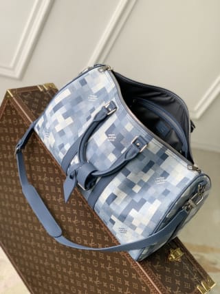 Keepall Bandoulière 45 Damoflage Canvas Blue Bag 5