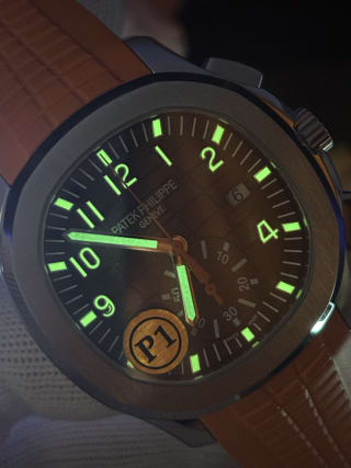 Aquanaut Chronograph 5968A-001 Stainless Steel Black Dial Orange Rubber Strap 4